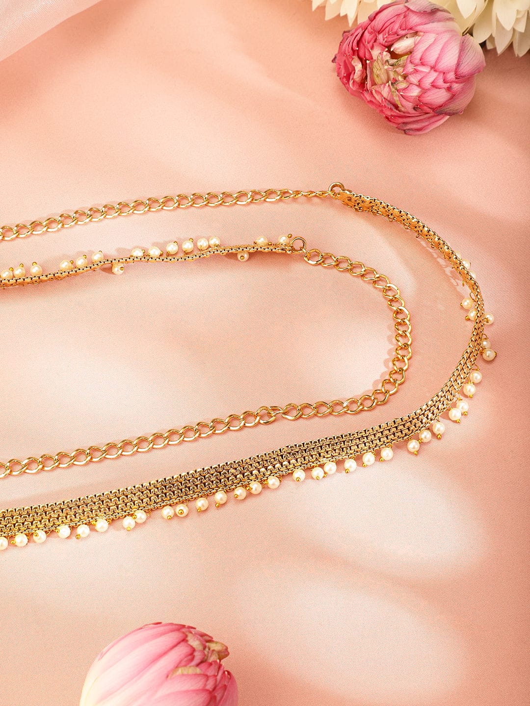 Rubans 22k Gold-Plated Pearl Beaded Handcrafted Traditional Kamarbandh Gold