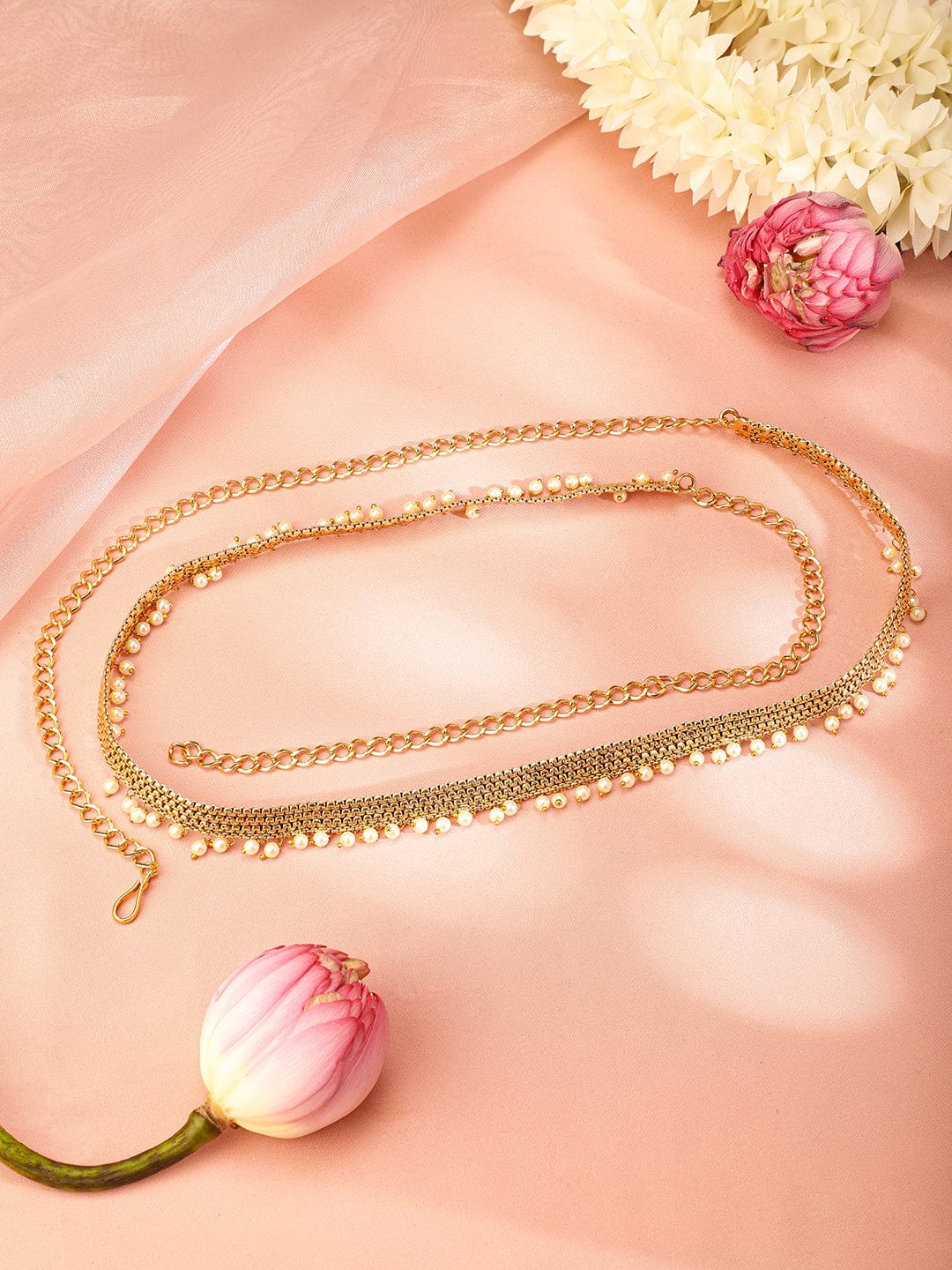 Rubans 22k Gold-Plated Pearl Beaded Handcrafted Traditional Kamarbandh Gold