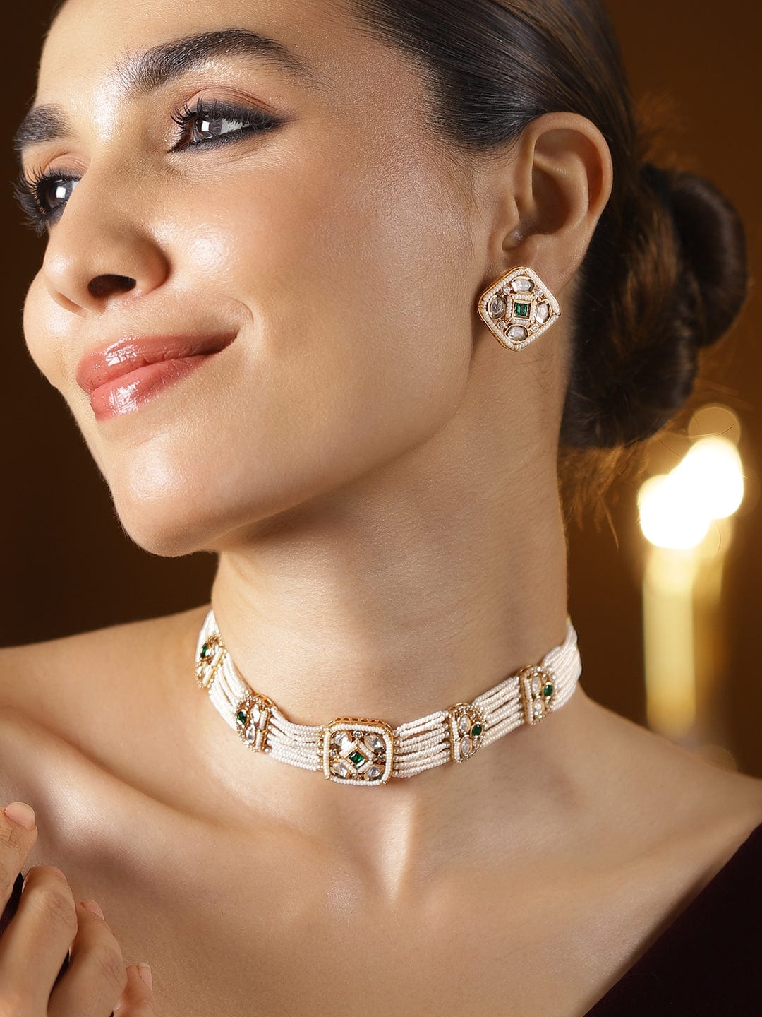 Ethnic Green Stone Choker Set Design 2