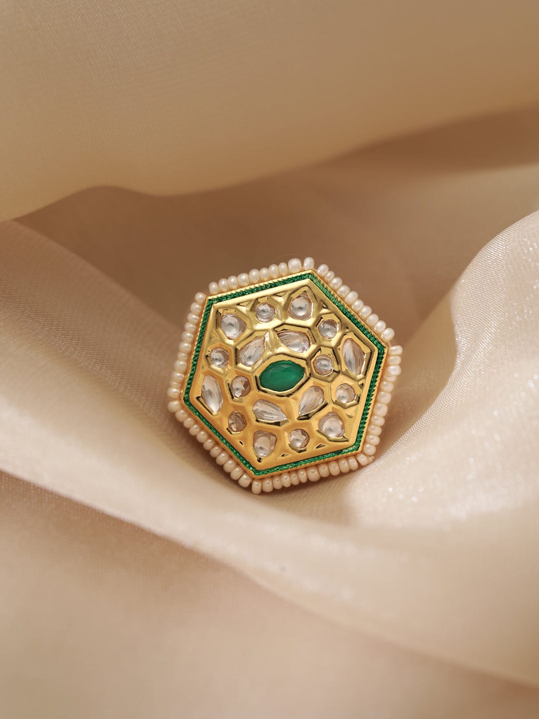 Artisan Crafted Green Ring Gold