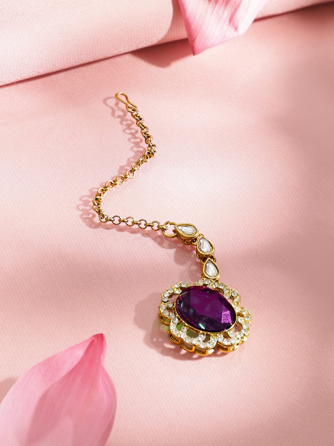 Luxe Purple Kundan Necklace Set フリーサイズ