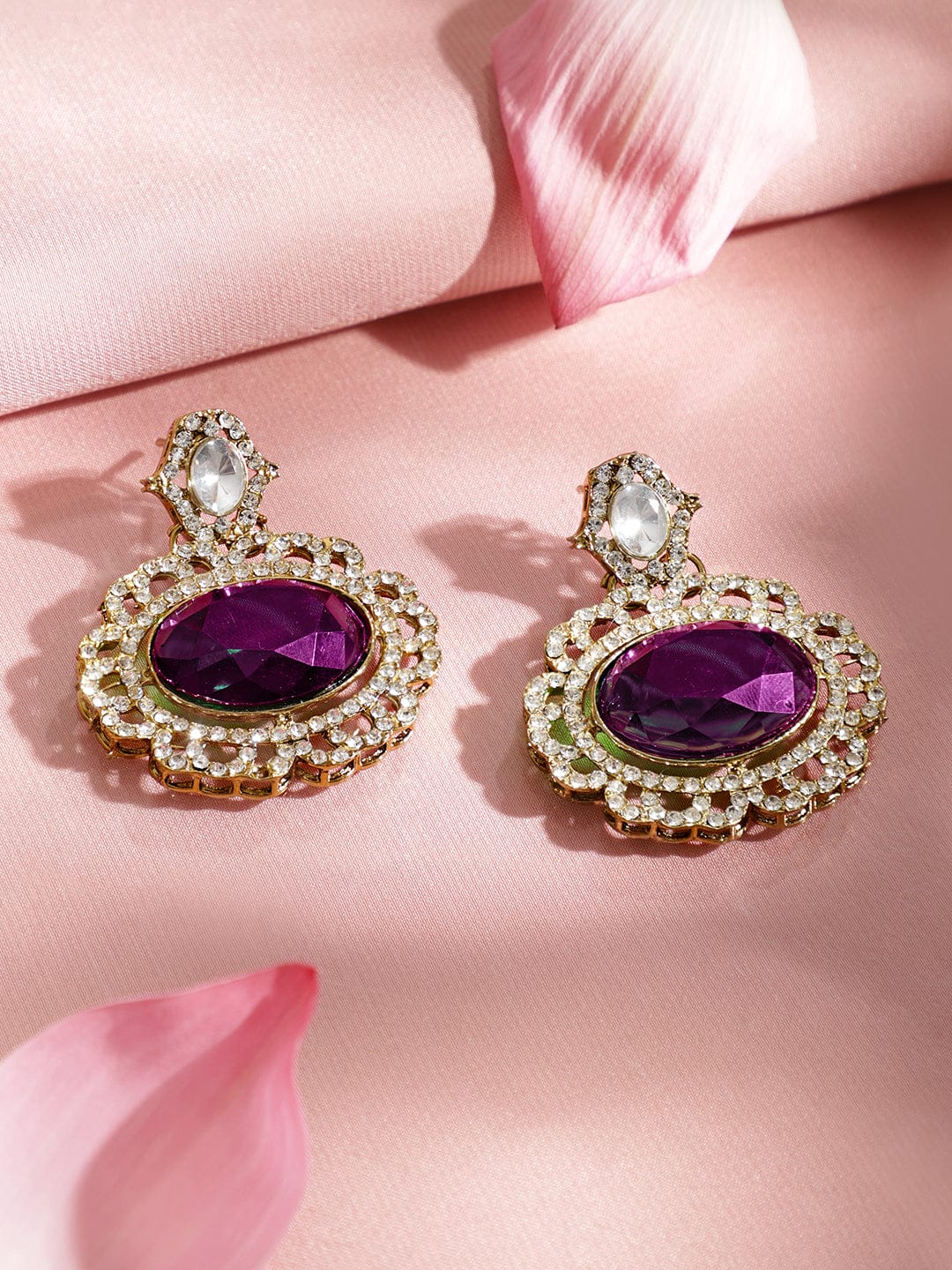 Luxe Purple Kundan Necklace Set フリーサイズ