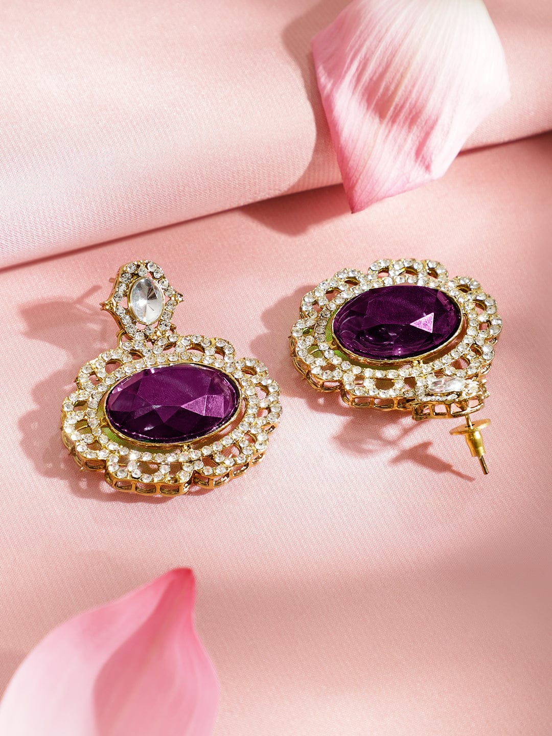 Luxe Purple Kundan Necklace Set フリーサイズ