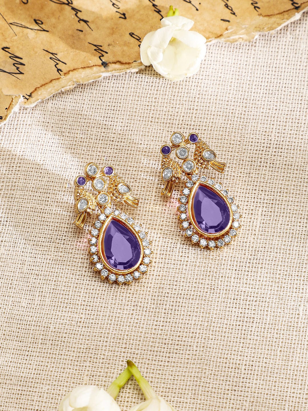 American Diamond Zirconia Purple Necklace Set フリーサイズ