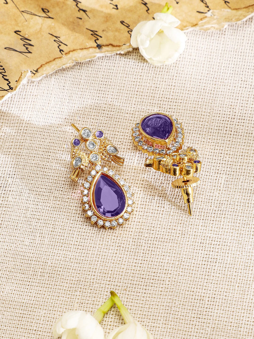 American Diamond Zirconia Purple Necklace Set フリーサイズ