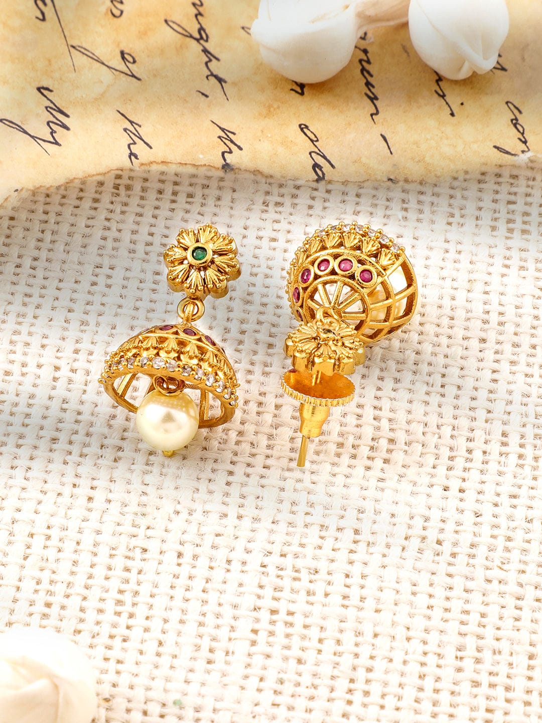 Multicolor Studded Peacock Motif Gold Necklace Set Gold
