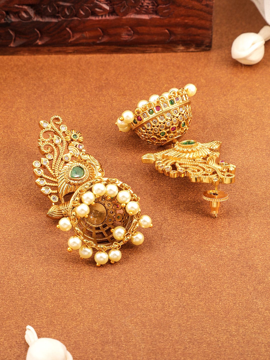 Emerald Bloom Heritage Temple Earrings フリーサイズ