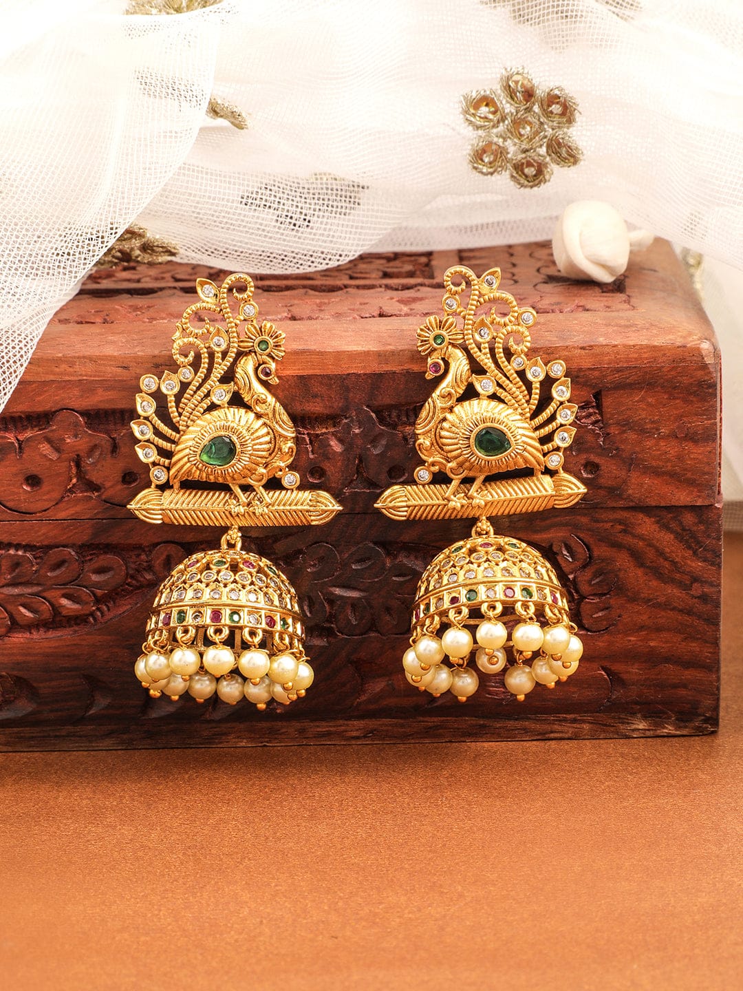 Emerald Bloom Heritage Temple Earrings フリーサイズ