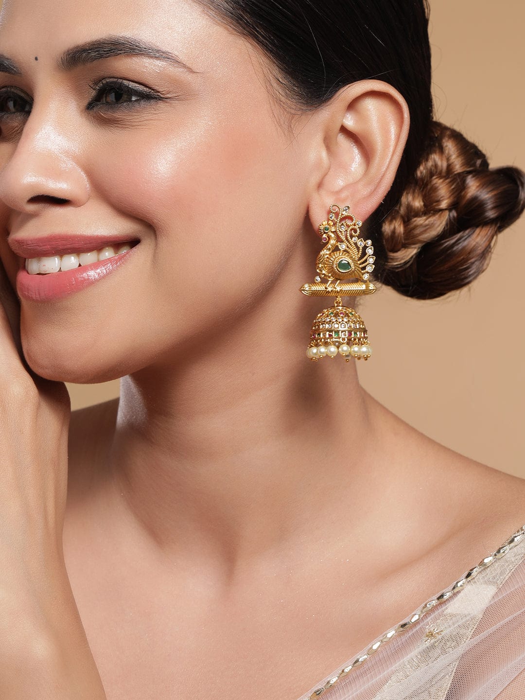 Emerald Bloom Heritage Temple Earrings フリーサイズ