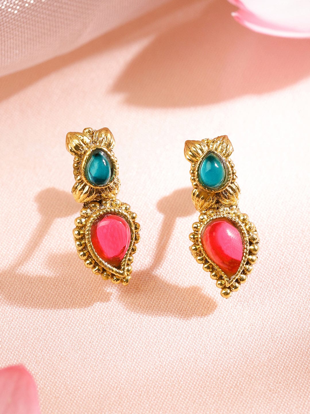 Red & Green Gold Necklace Set フリーサイズ