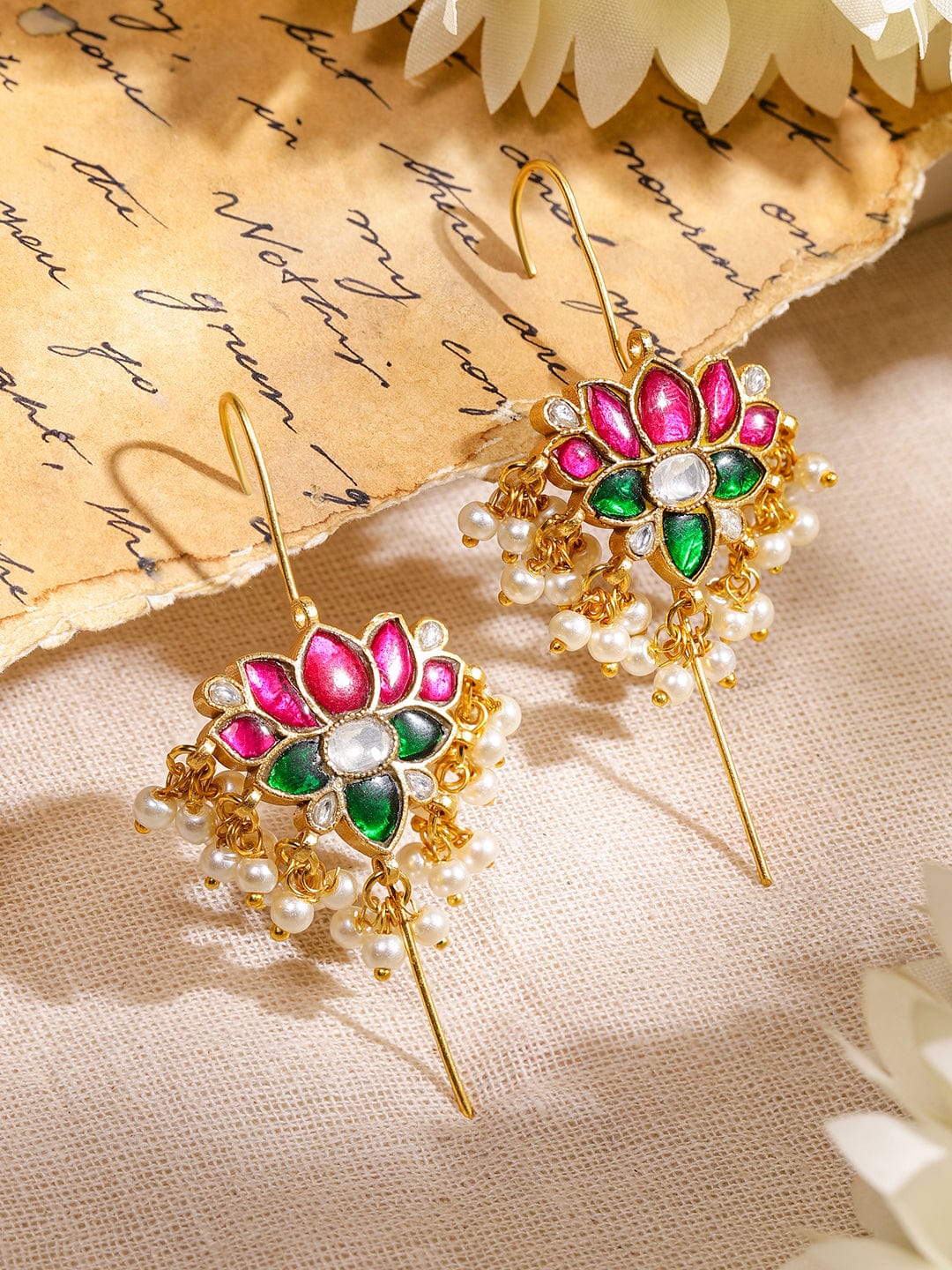 Chic Lotus Motif Ear Cuffs フリーサイズ