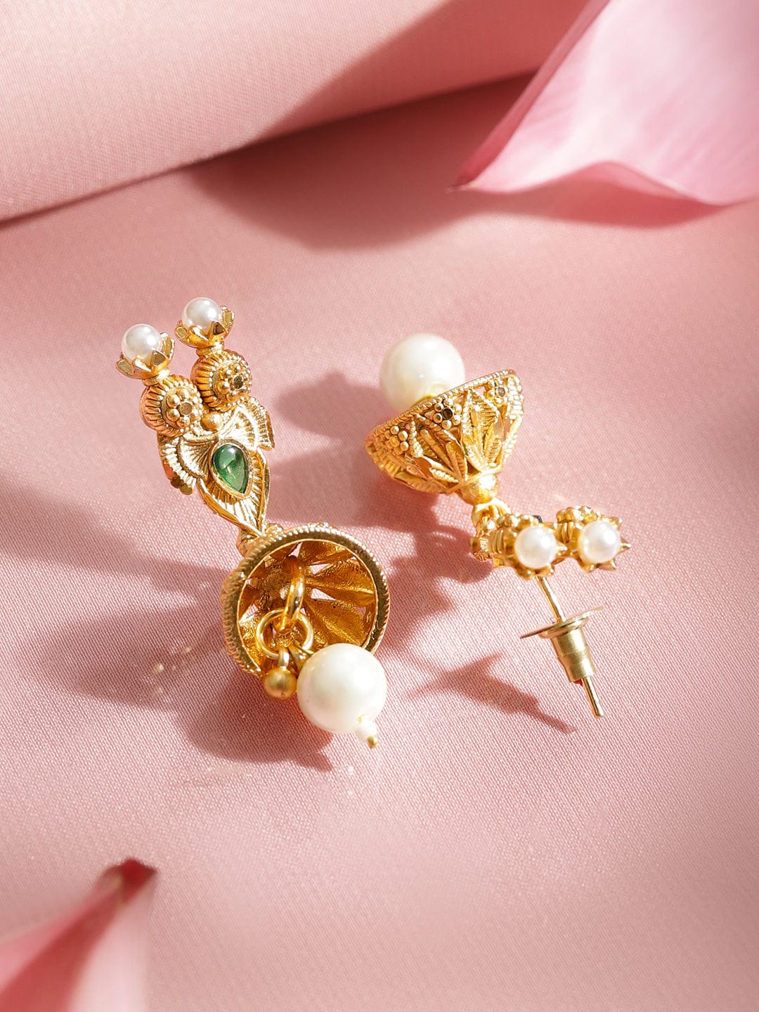 Pearl Studded Gold Necklace Set フリーサイズ