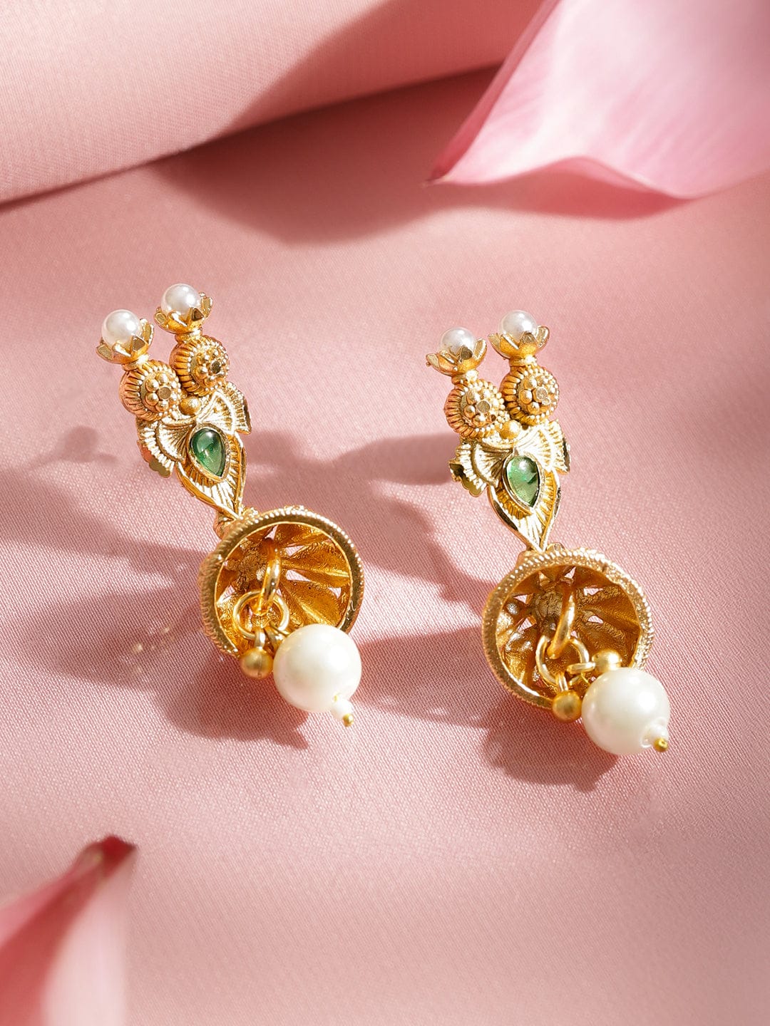 Pearl Studded Gold Necklace Set フリーサイズ
