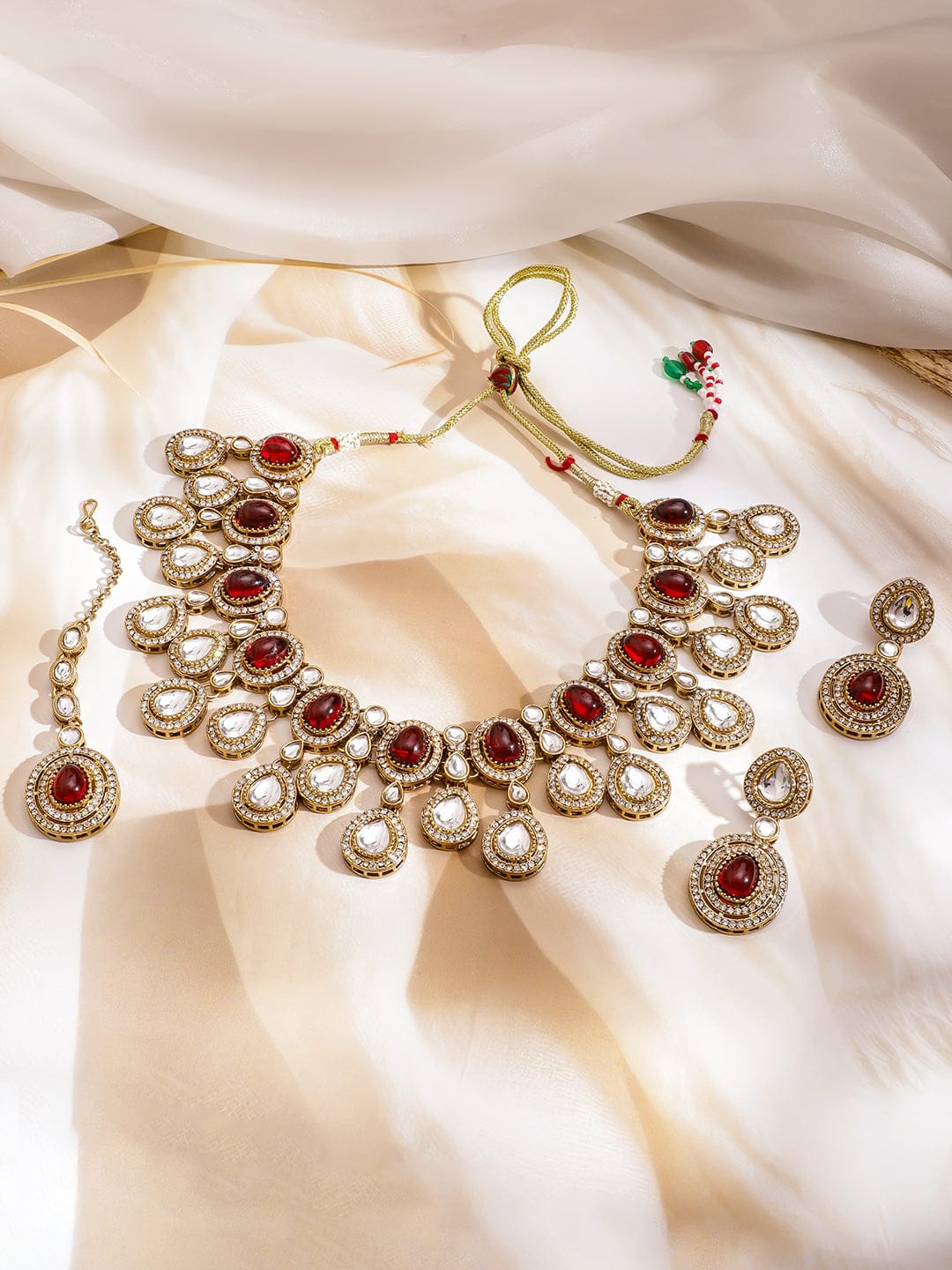 Majestic Kundan Necklace Set フリーサイズ