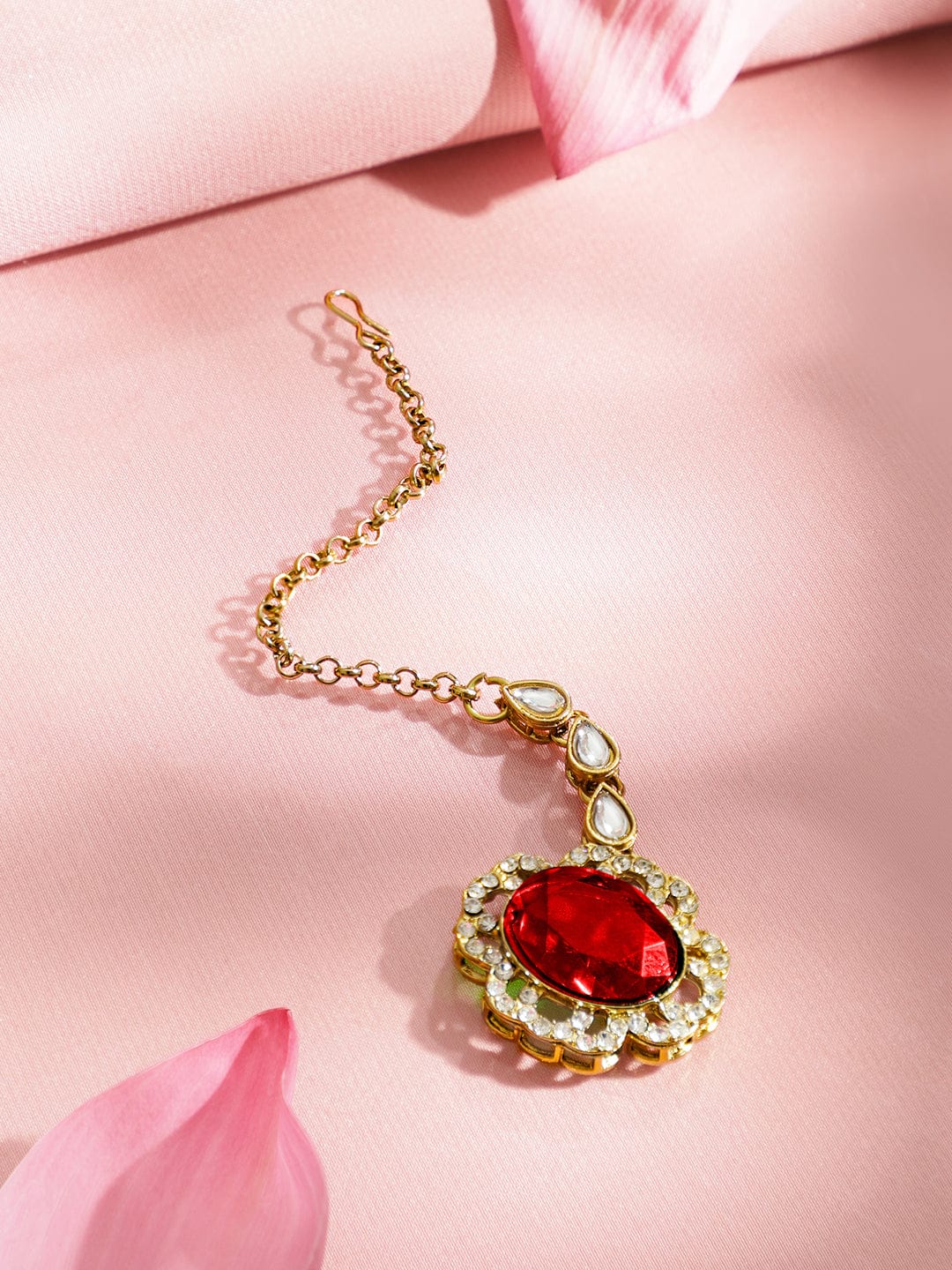 Luxe Red Gemstone Necklace Set フリーサイズ