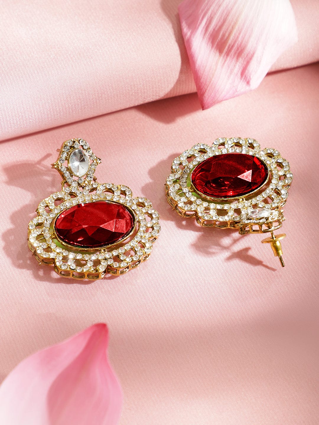 Luxe Red Gemstone Necklace Set フリーサイズ