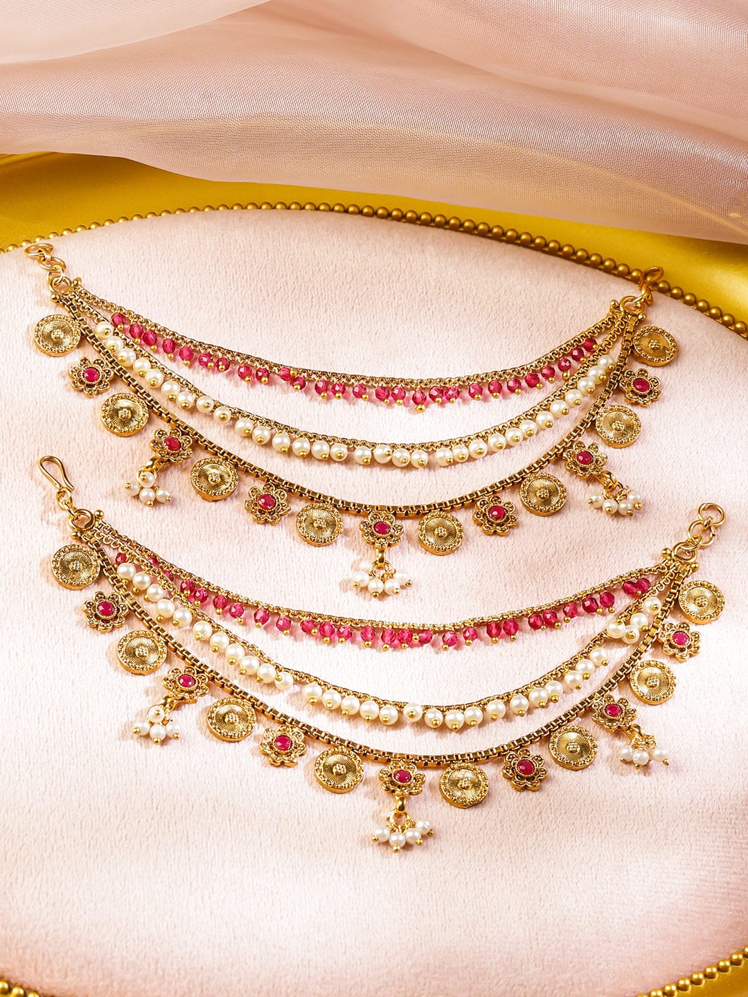 Pearl–Pink Festive Charm Ear Chain フリーサイズ