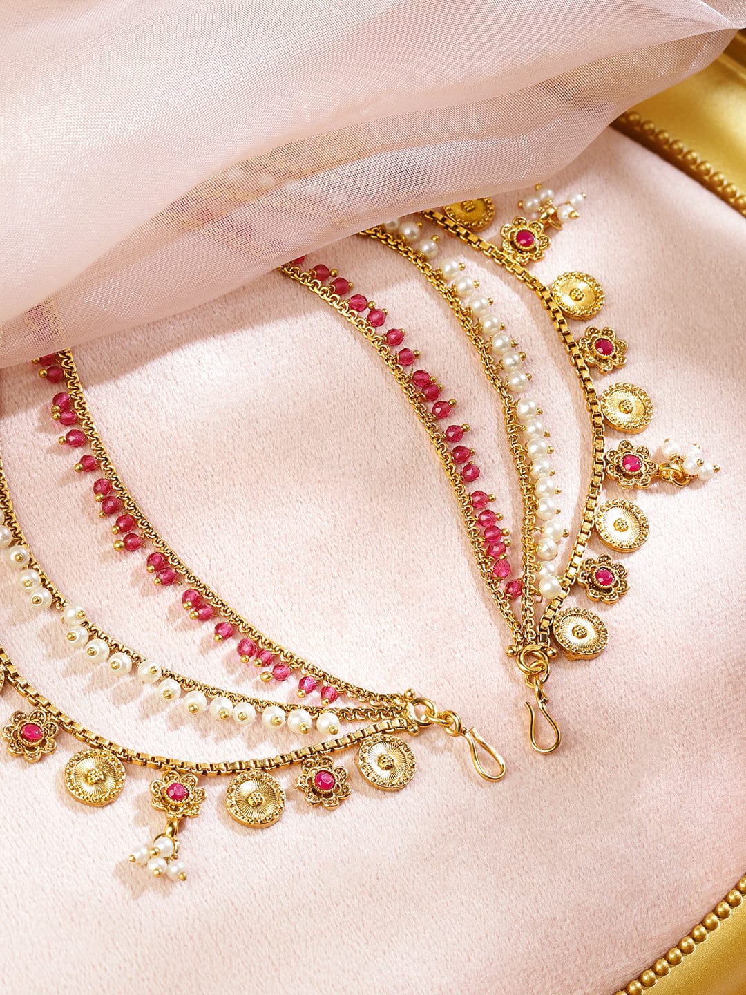 Pearl–Pink Festive Charm Ear Chain フリーサイズ