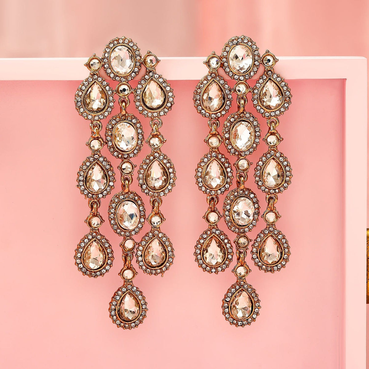 Radiant Artistry White American Diamond Zirconia Danglers フリーサイズ