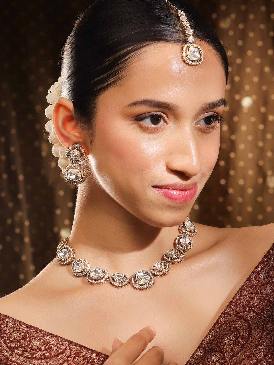 Empress Glow Kundan Necklace Set フリーサイズ