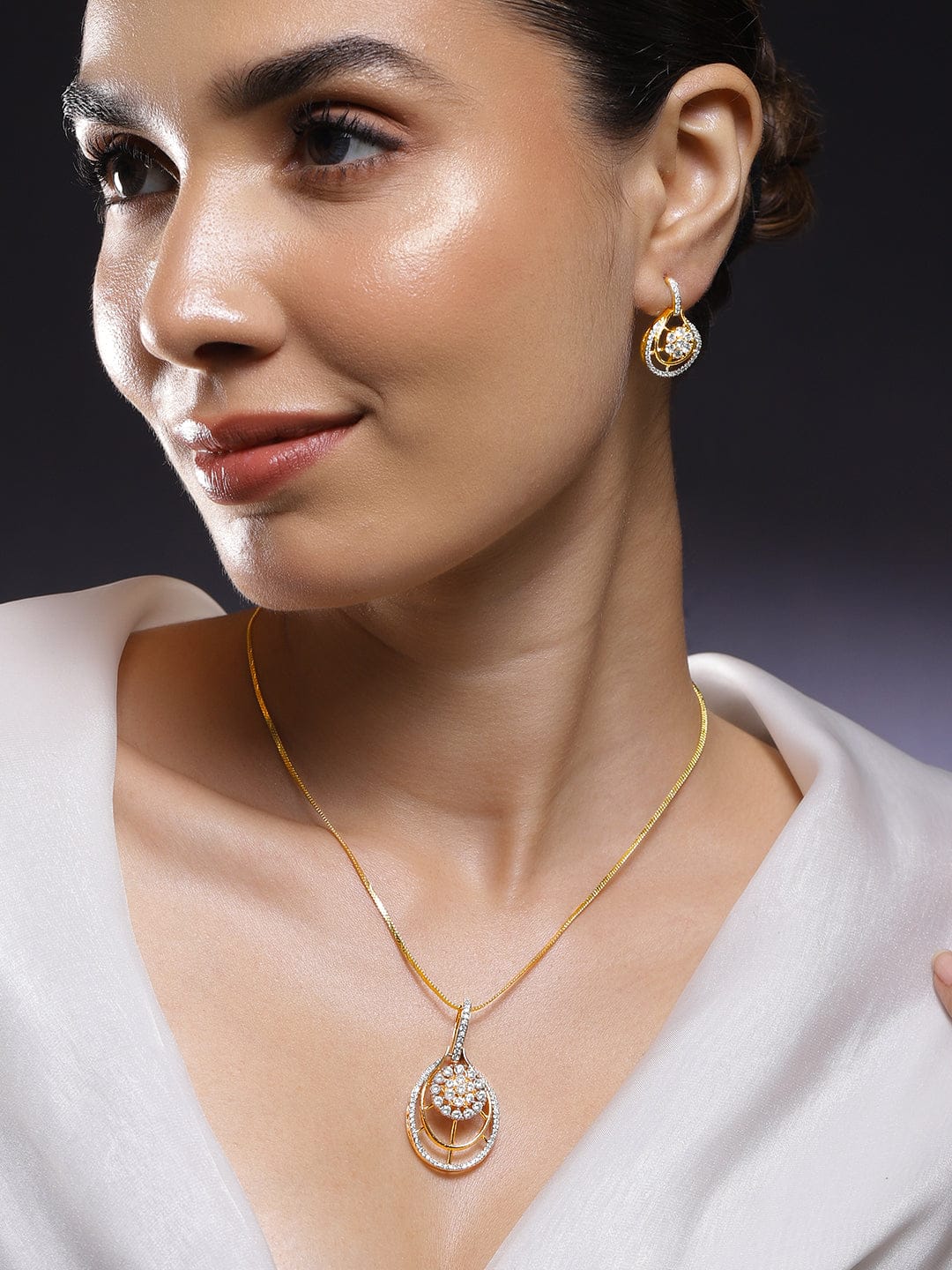 American Diamond Zirconia Necklace Set Design 1