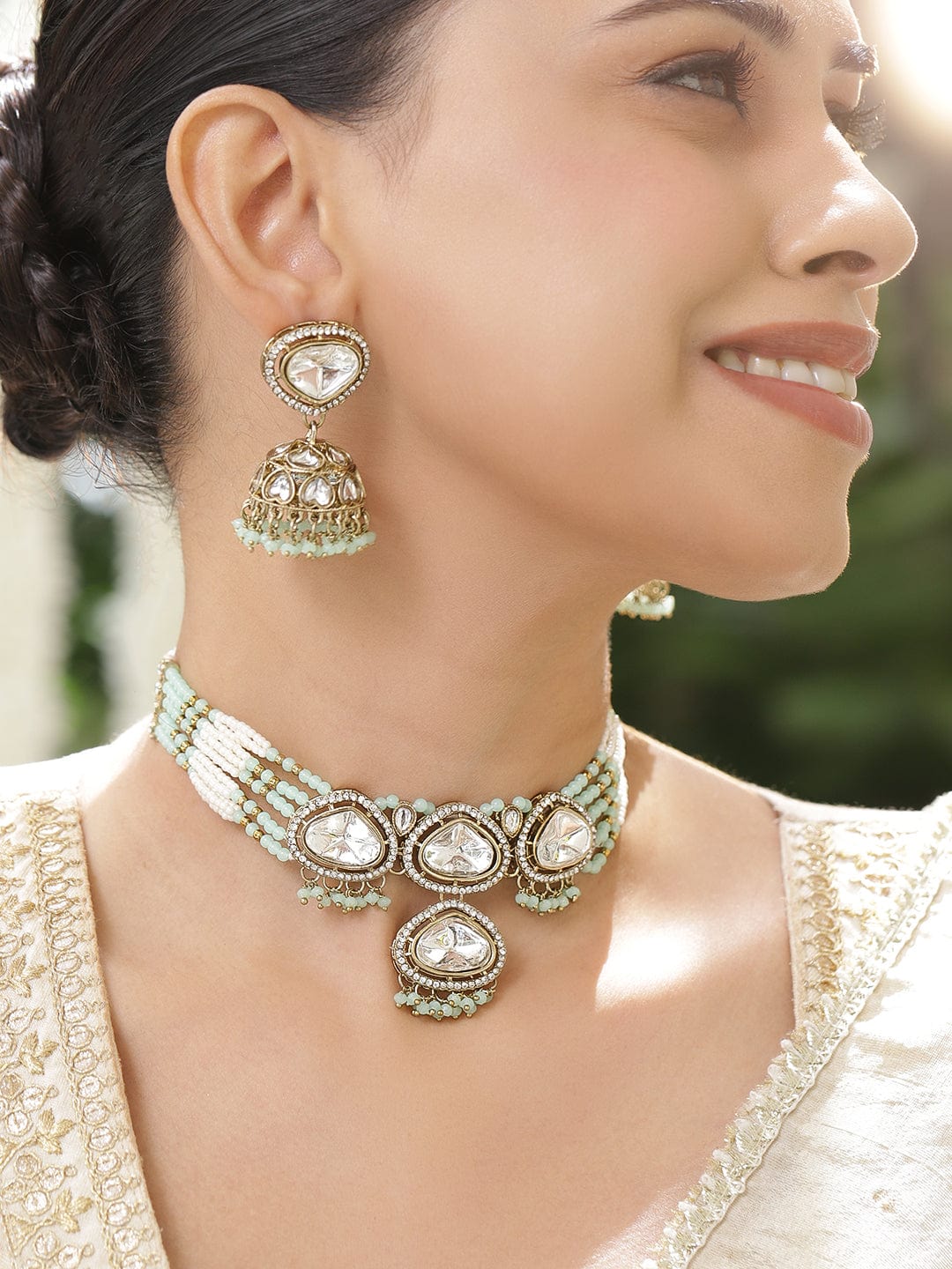 Mint Mirage Kundan Choker Set フリーサイズ
