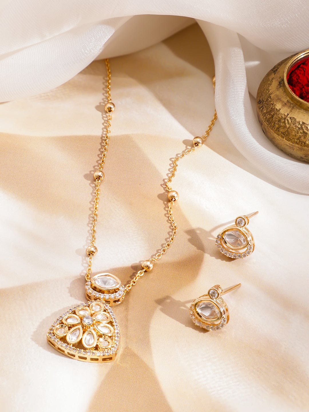 Kundan Mist of Eternal Glow Necklace Set フリーサイズ