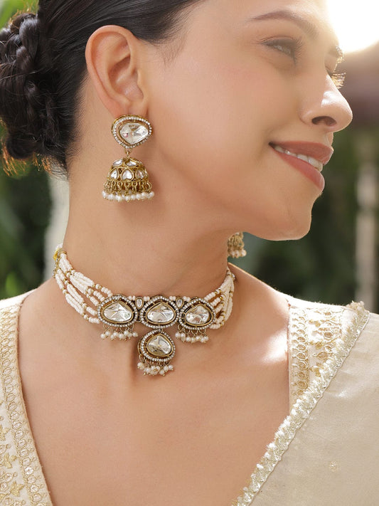 Golden Blush Kundan Necklace Set フリーサイズ