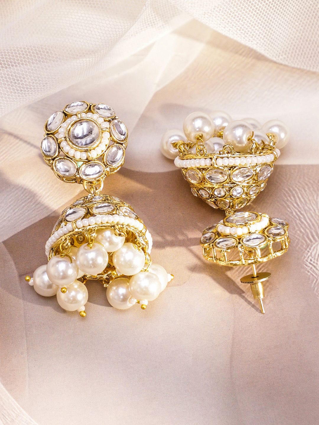 Pearl-Adorned White Kundan Necklace Set フリーサイズ