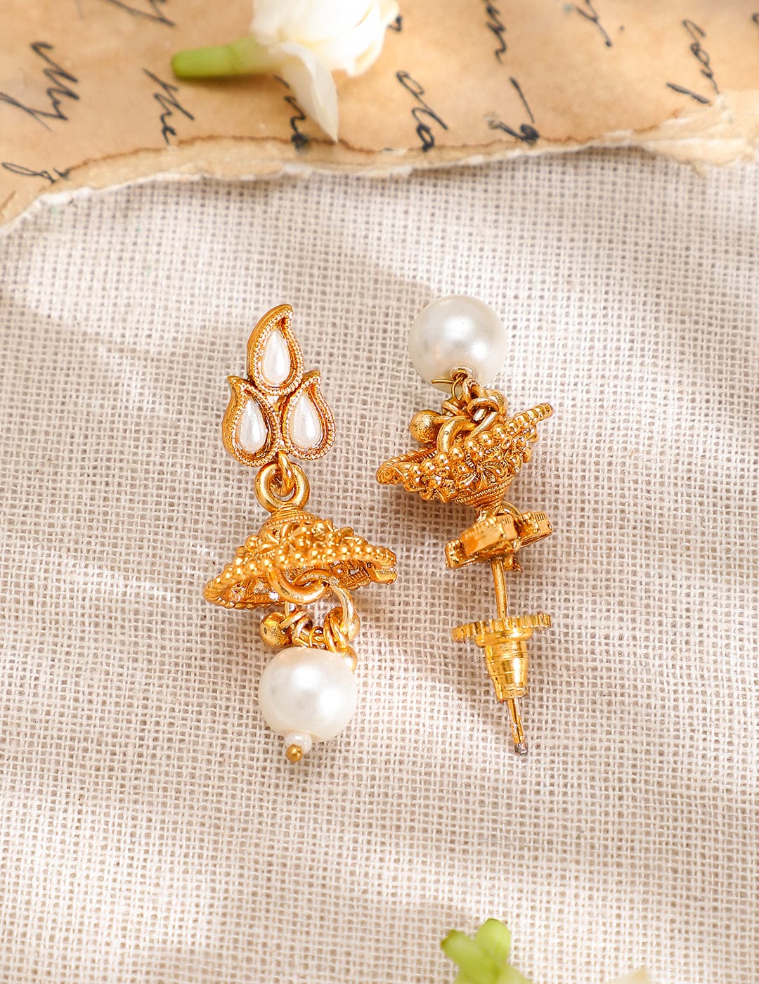 Pearl Drop Golden Necklace Set Gold