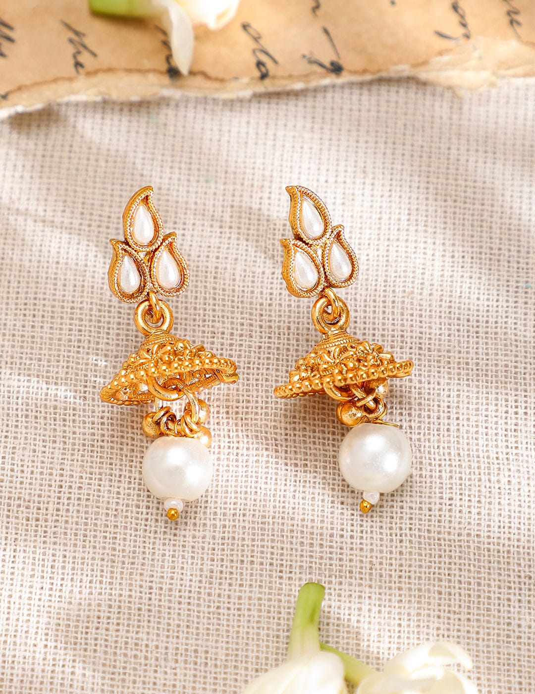 Pearl Drop Golden Necklace Set Gold