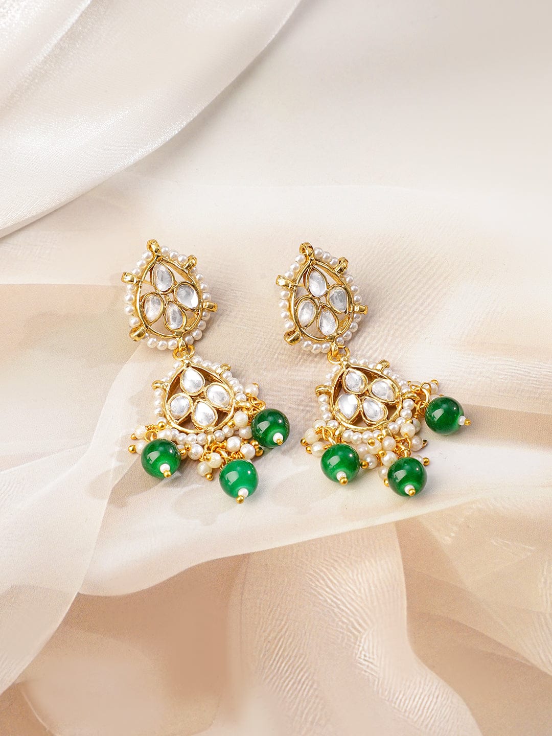 Luxe Green Beads Bridal Necklace Green