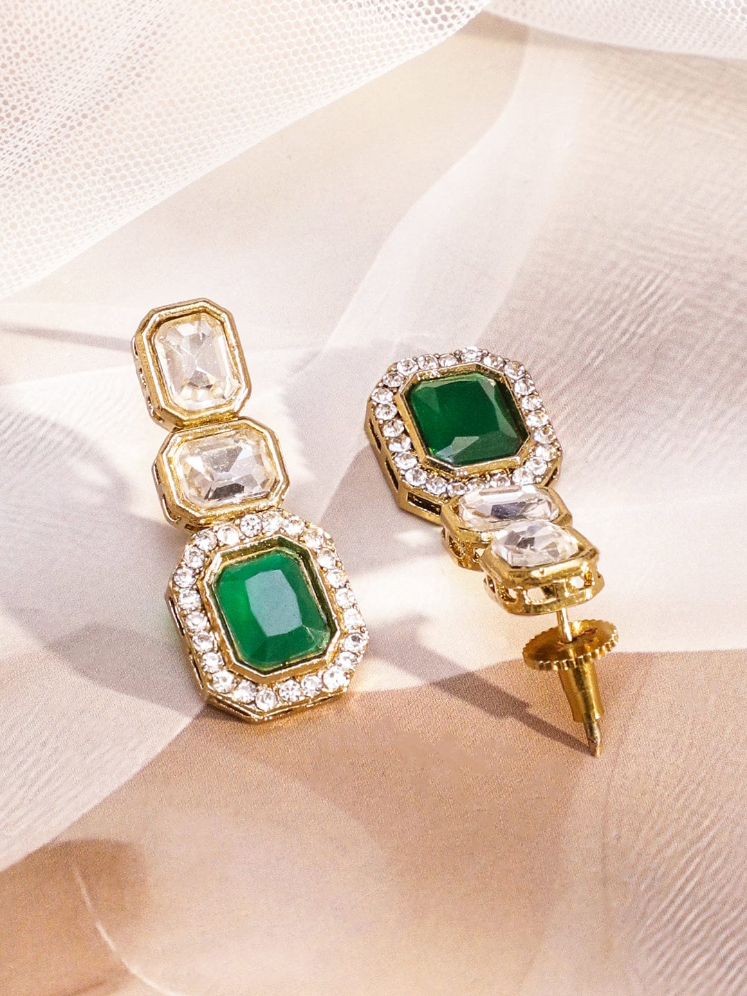 White & Green Kundan Necklace Set フリーサイズ