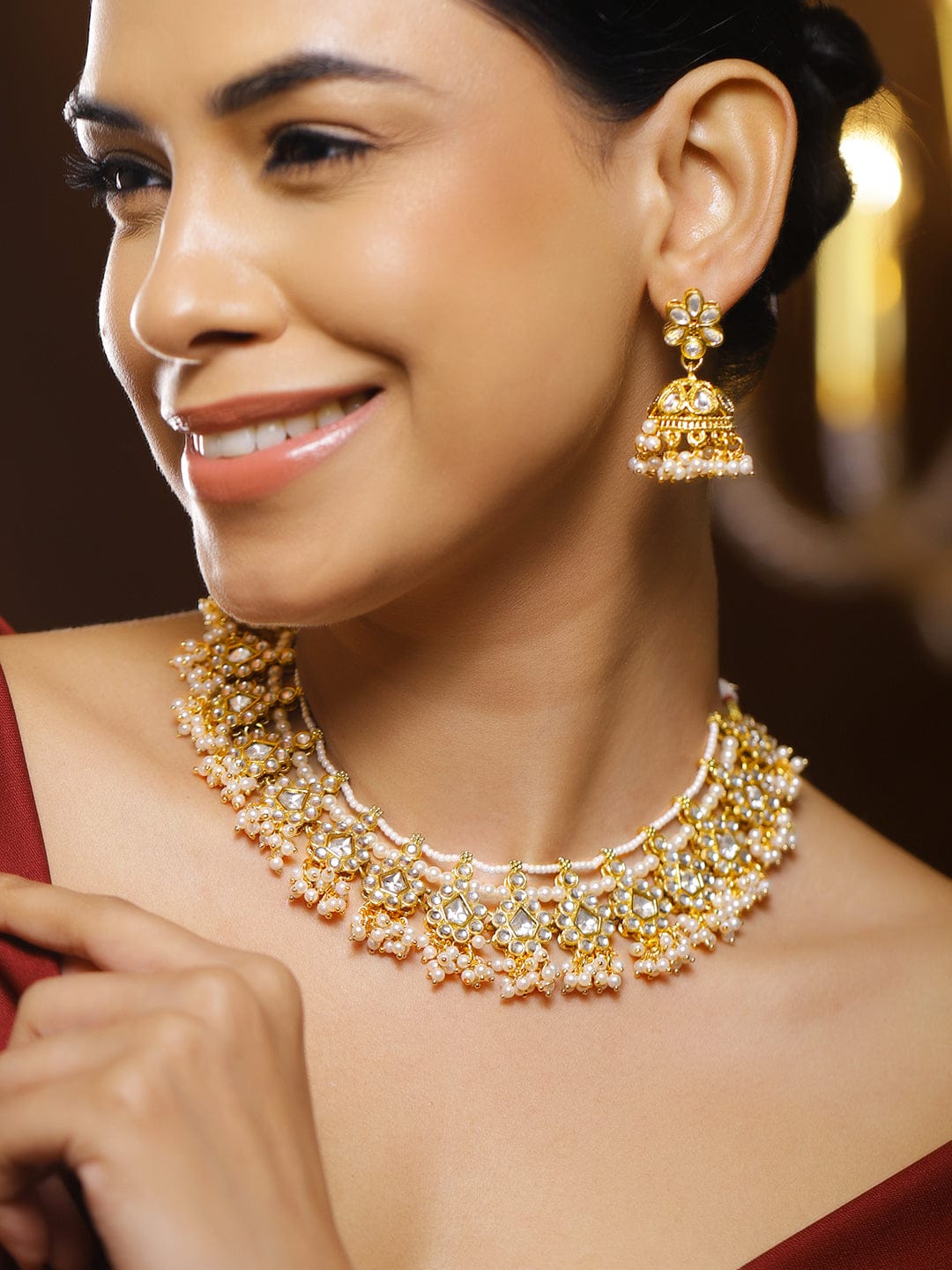 Kundan Dreamscape Necklace Set フリーサイズ