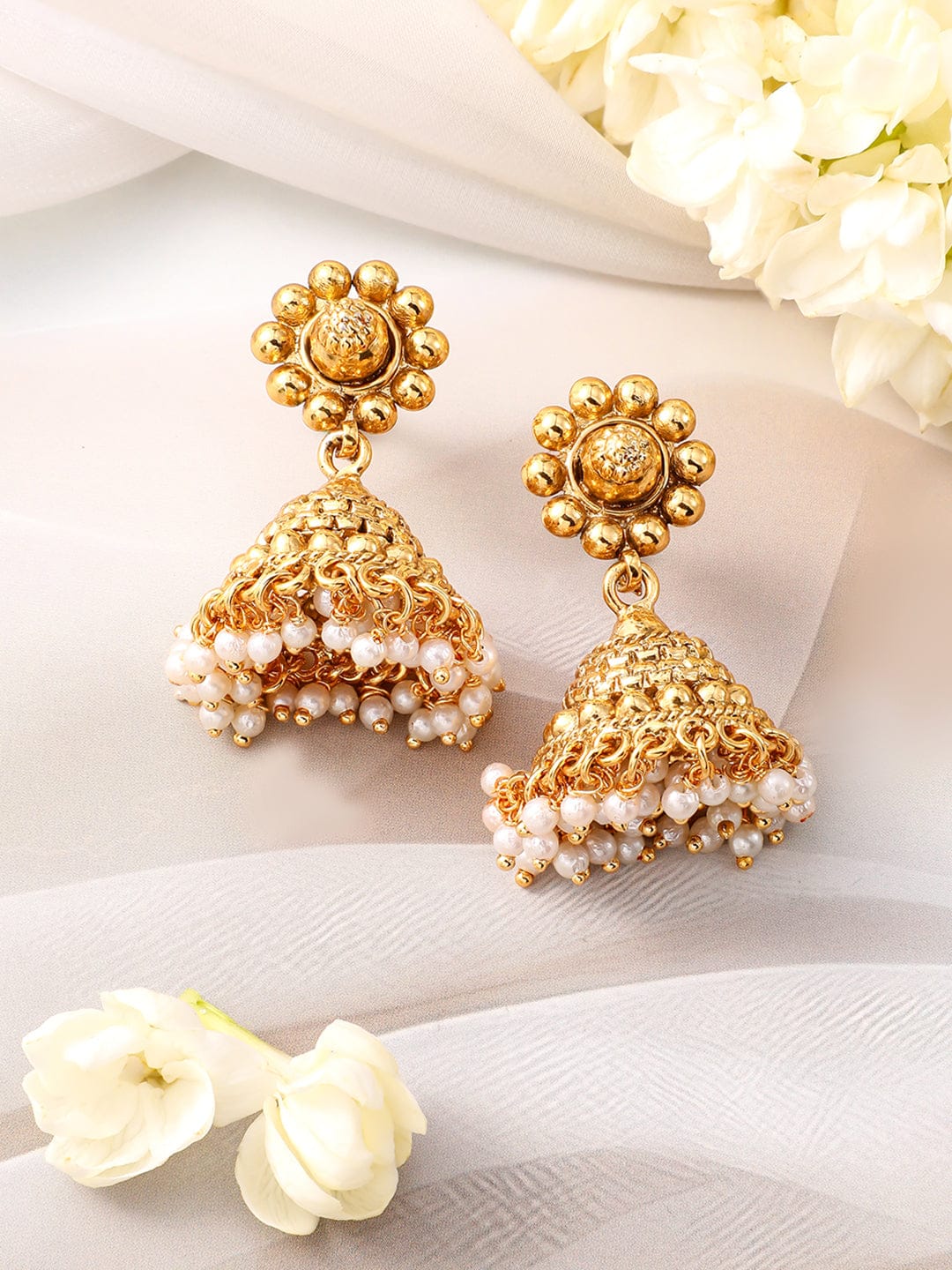 Gold Necklace Set With Pearl Work Gold
