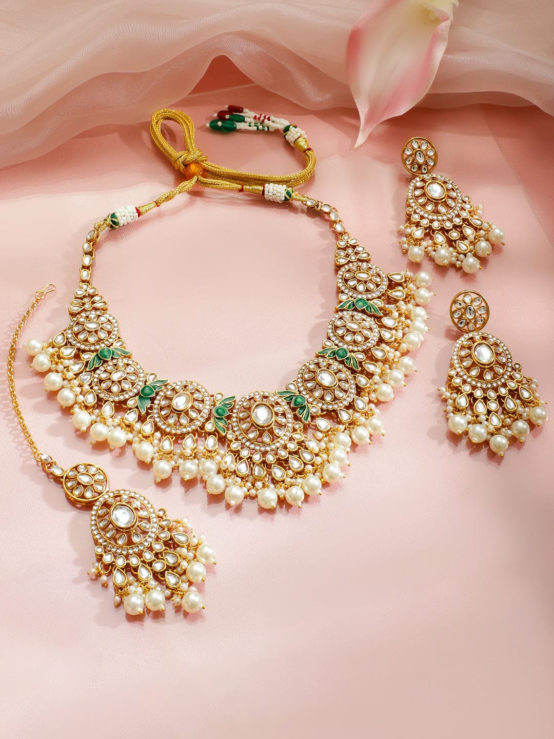Dainty Green & White Necklace Set フリーサイズ