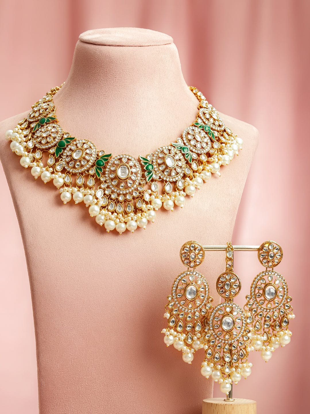 Dainty Green & White Necklace Set フリーサイズ
