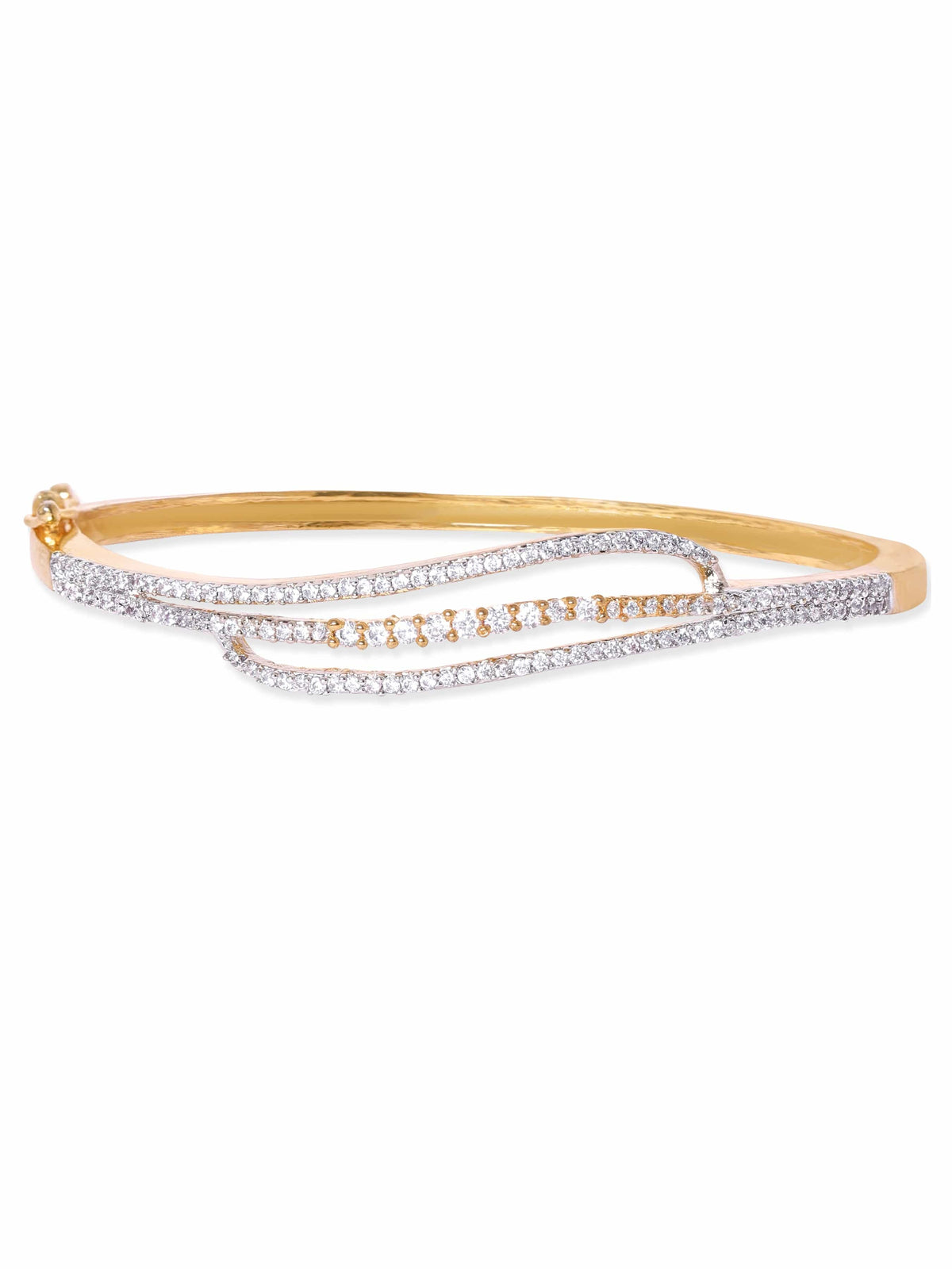 Rubans 22K Gold plated Zirconia contemporary Sleek Bracelet Gold