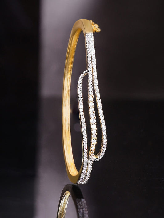 Rubans 22K Gold plated Zirconia contemporary Sleek Bracelet Gold