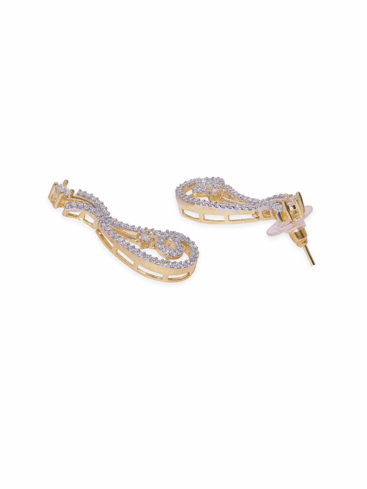 American Diamond Zirconia Crystal Necklace Set Gold