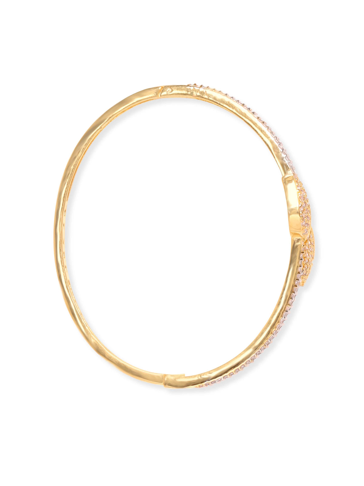 Rubans 22K Gold Plated Zirconia Leaf Motif Sleek Bracelet Gold