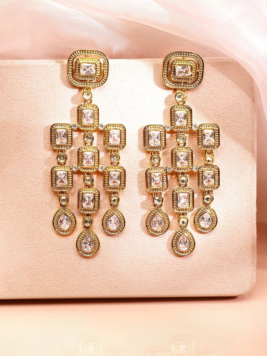 Contemporary Glow Emerald Zirconia Danglers Gold