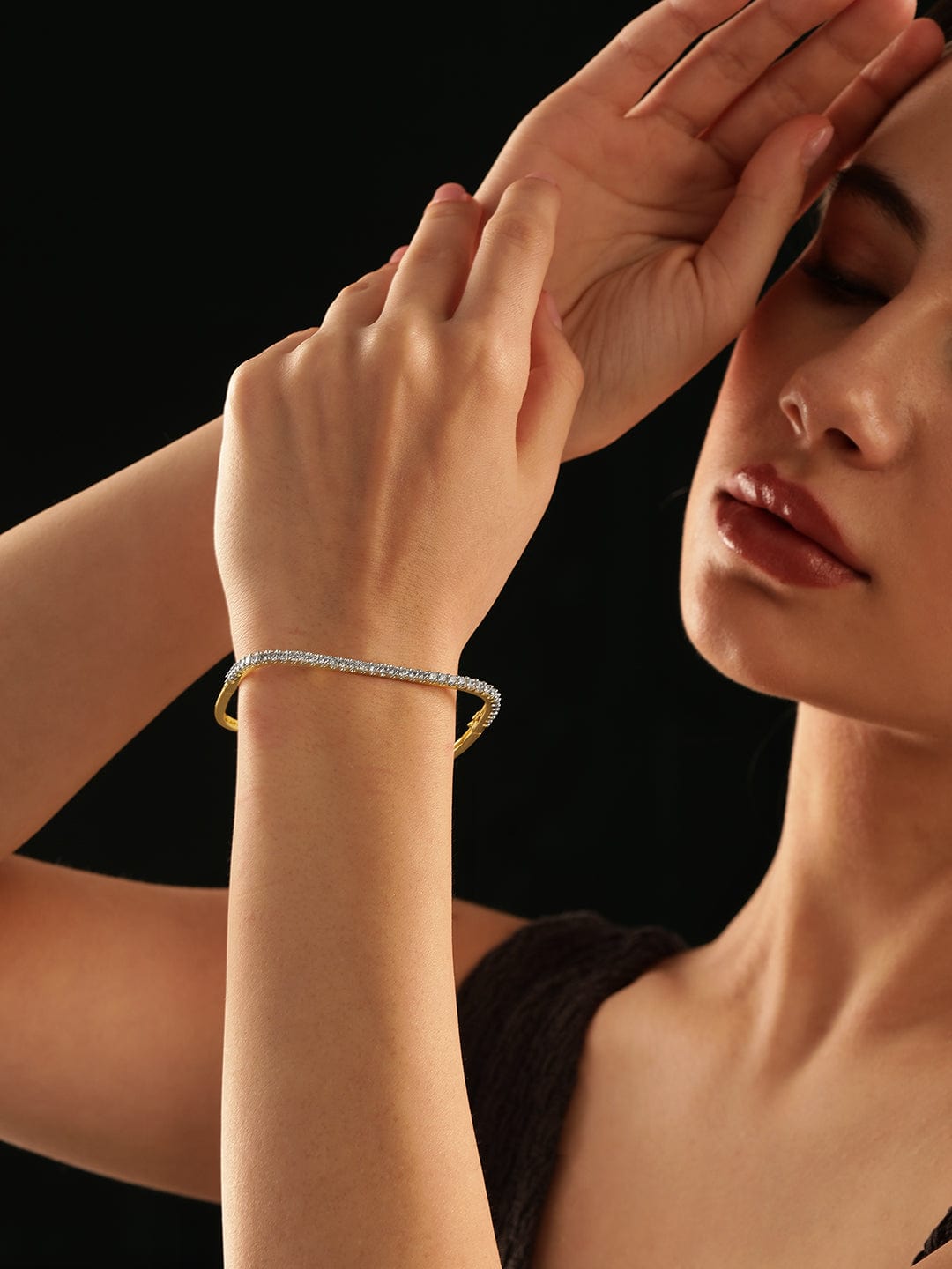 Rubans 22K Gold plated Zirconia studded dainty Classy Bracelet Gold