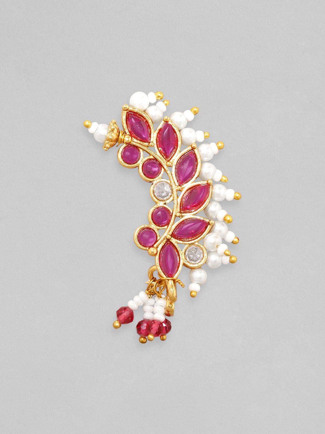 Leaf Pattern Pink Nosepin Gold