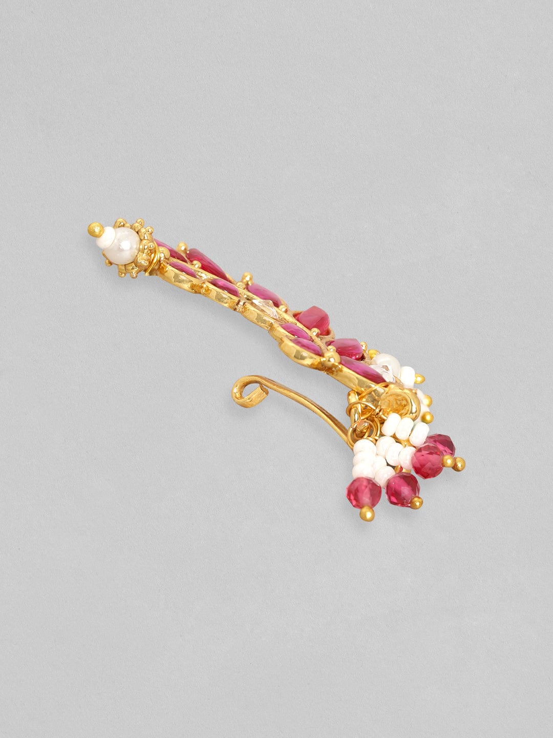 Leaf Pattern Pink Nosepin Gold