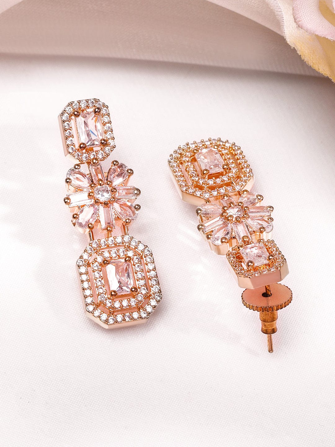 American Diamond Zirconia Rose Gold Necklace Set Rose gold