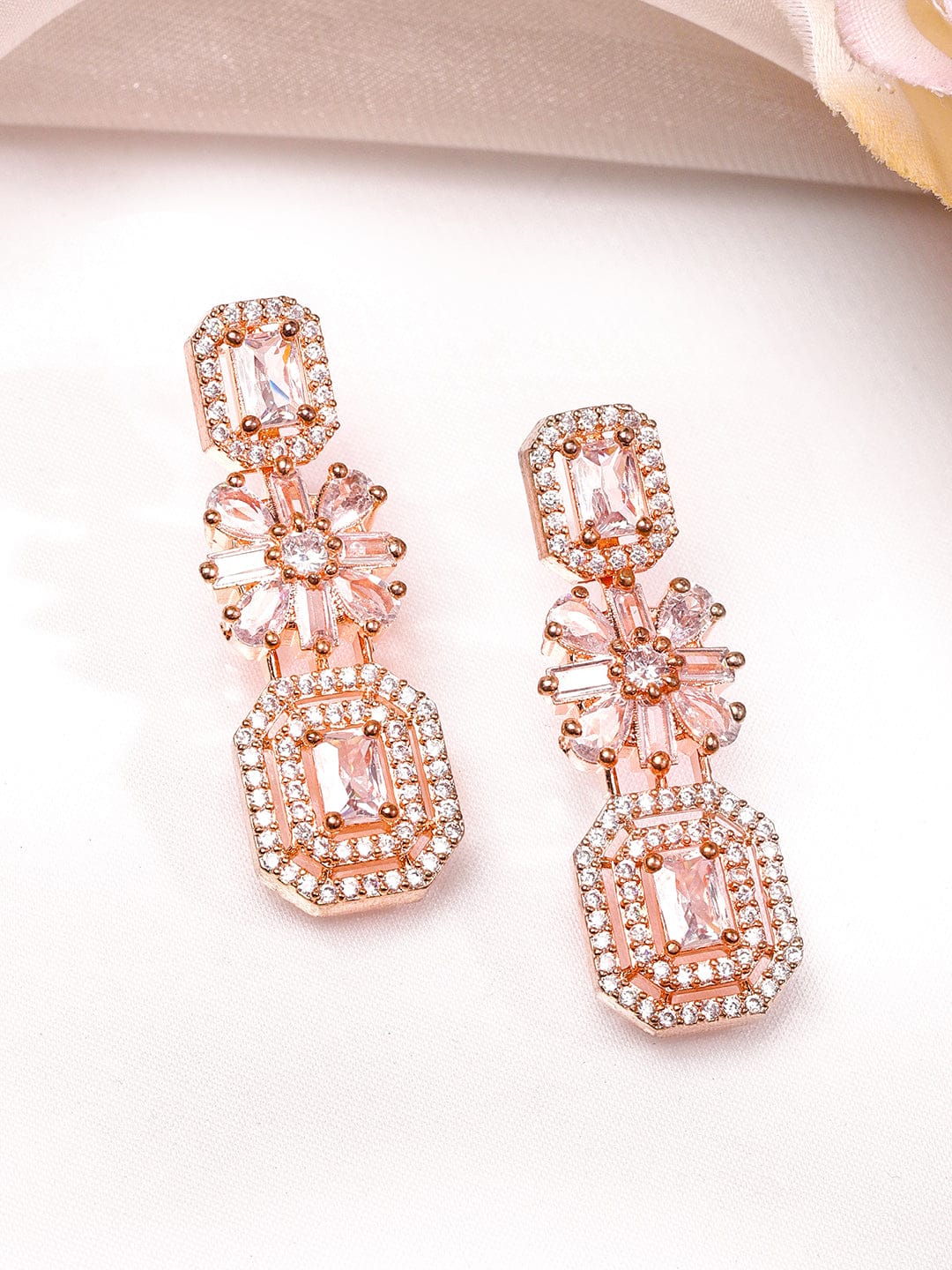 American Diamond Zirconia Rose Gold Necklace Set Rose gold