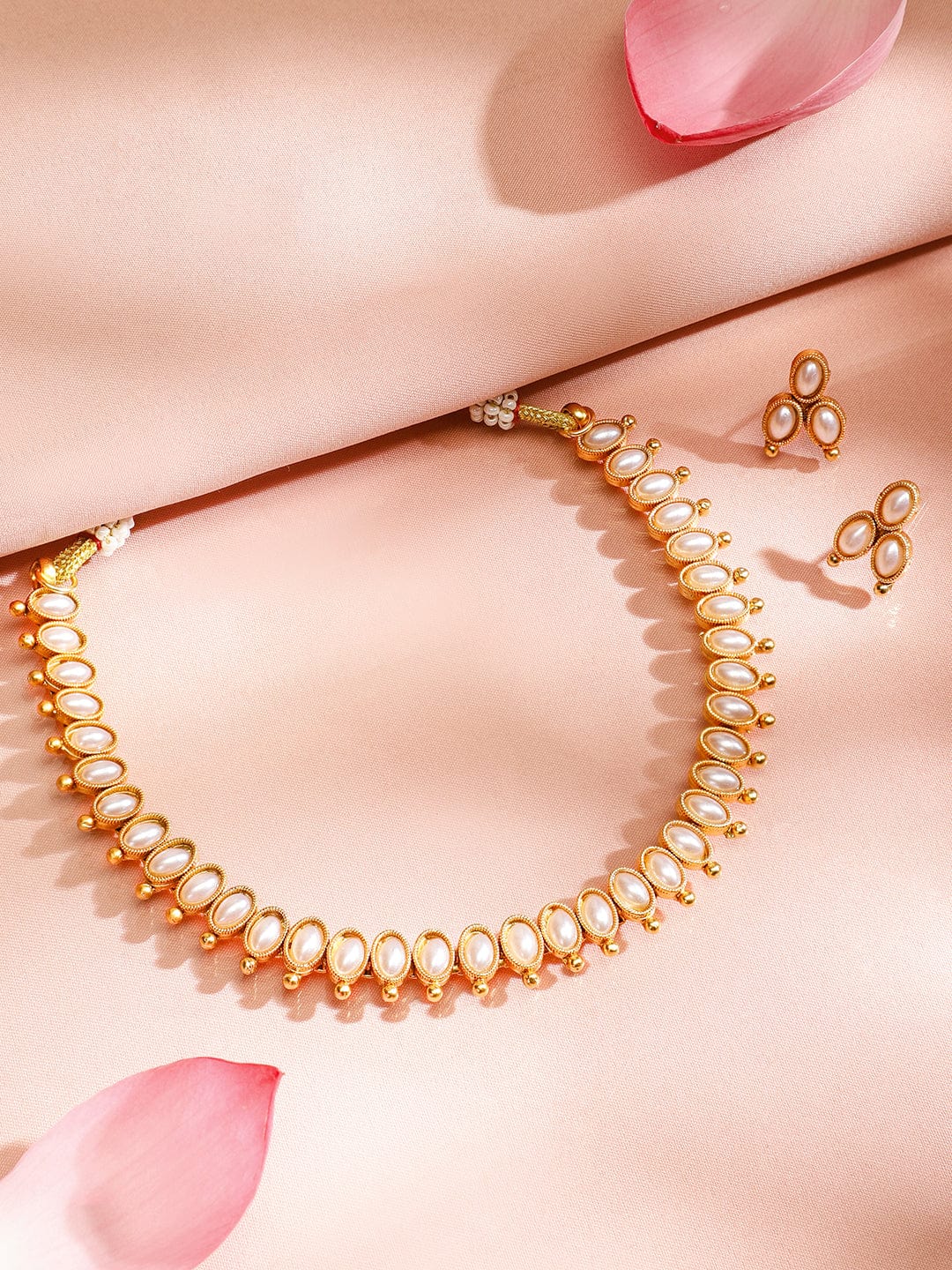 Charming White Gold Plated Short Necklace Set Gold
