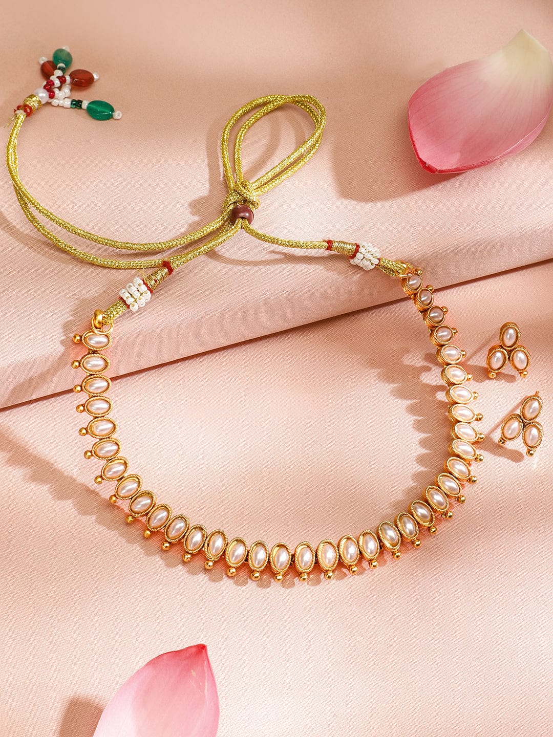 Charming White Gold Plated Short Necklace Set Gold