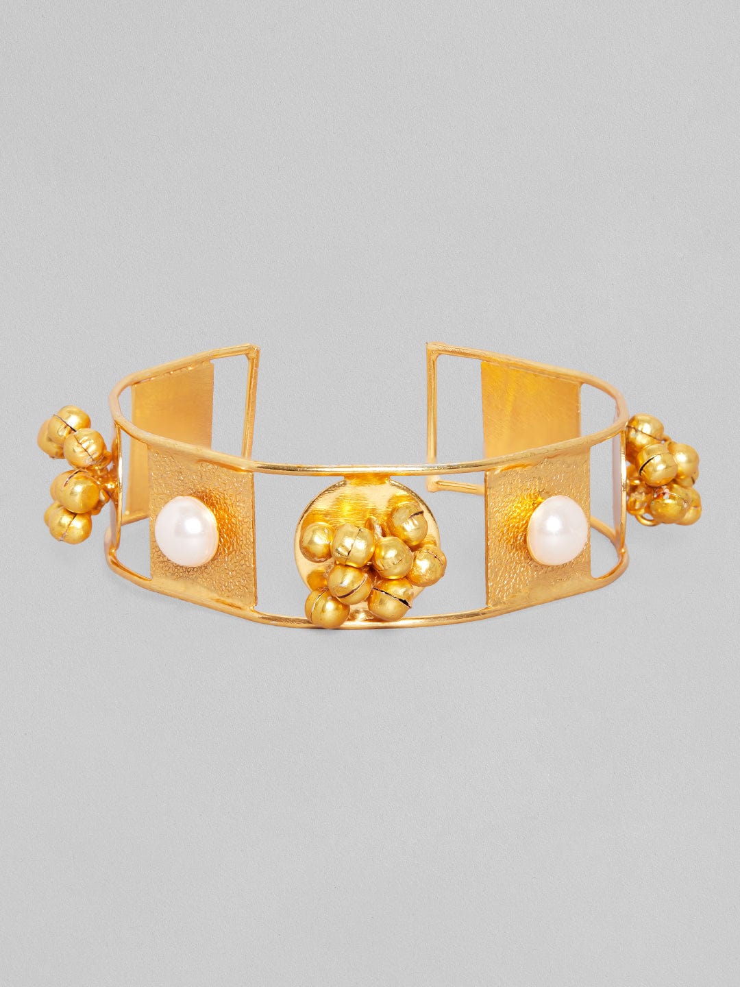 【Rubans】 24K Gold Plated Handcrafted Bracelet with Pearls and Golden Beads｜24K ゴールドメッキ ハンドクラフト パール＆ゴールドビーズ ブレスレット
